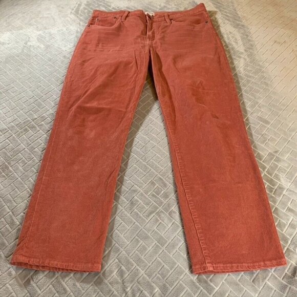 J.CREW Denim - J Crew Womens 32 Corduroy Jeans Coral Orange Slim Straight High Rise Stretch